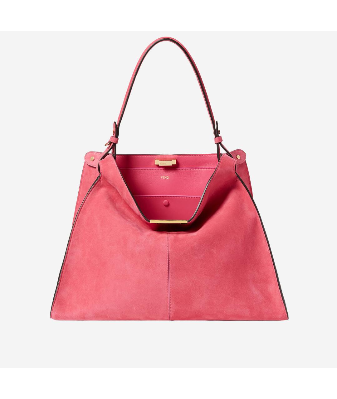 FENDI Розовая замшевая сумка тоут, фото 5