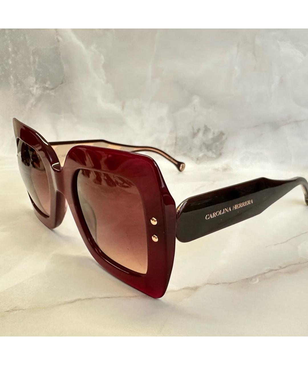 CAROLINA HERRERA Бордовые пластиковые солнцезащитные очки, фото 6