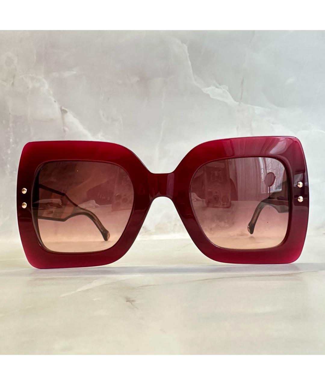 CAROLINA HERRERA Бордовые пластиковые солнцезащитные очки, фото 7