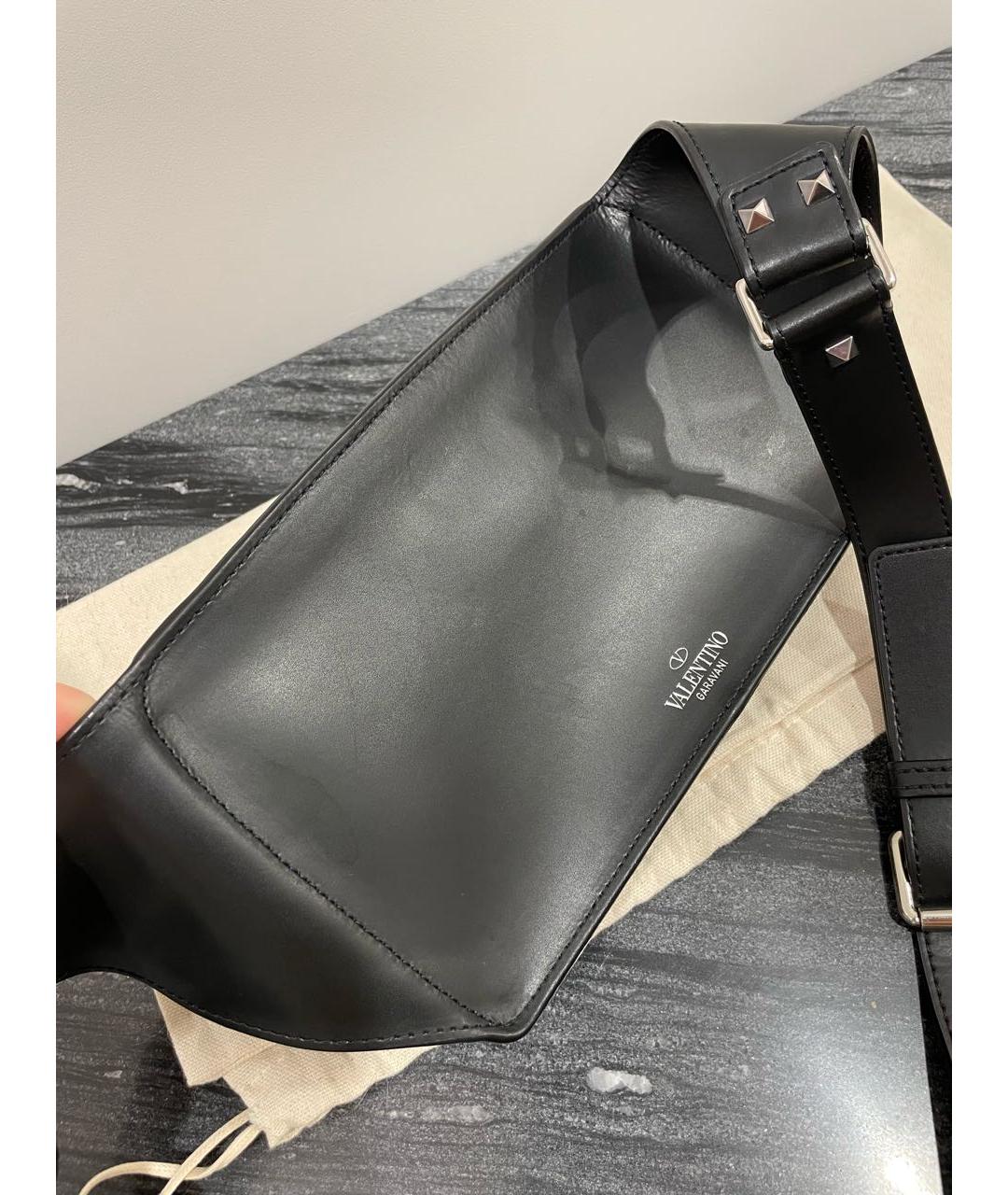 VALENTINO Черная кожаная поясная сумка, фото 6
