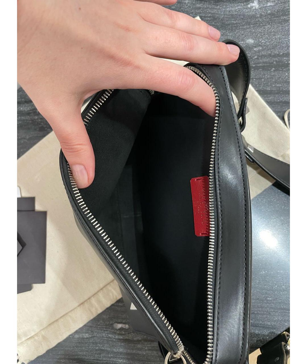 VALENTINO Черная кожаная поясная сумка, фото 4