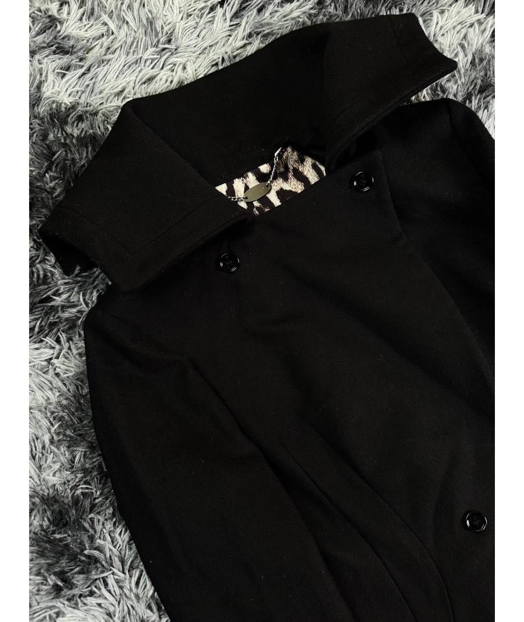 JUST CAVALLI Черное шерстяное пальто, фото 4