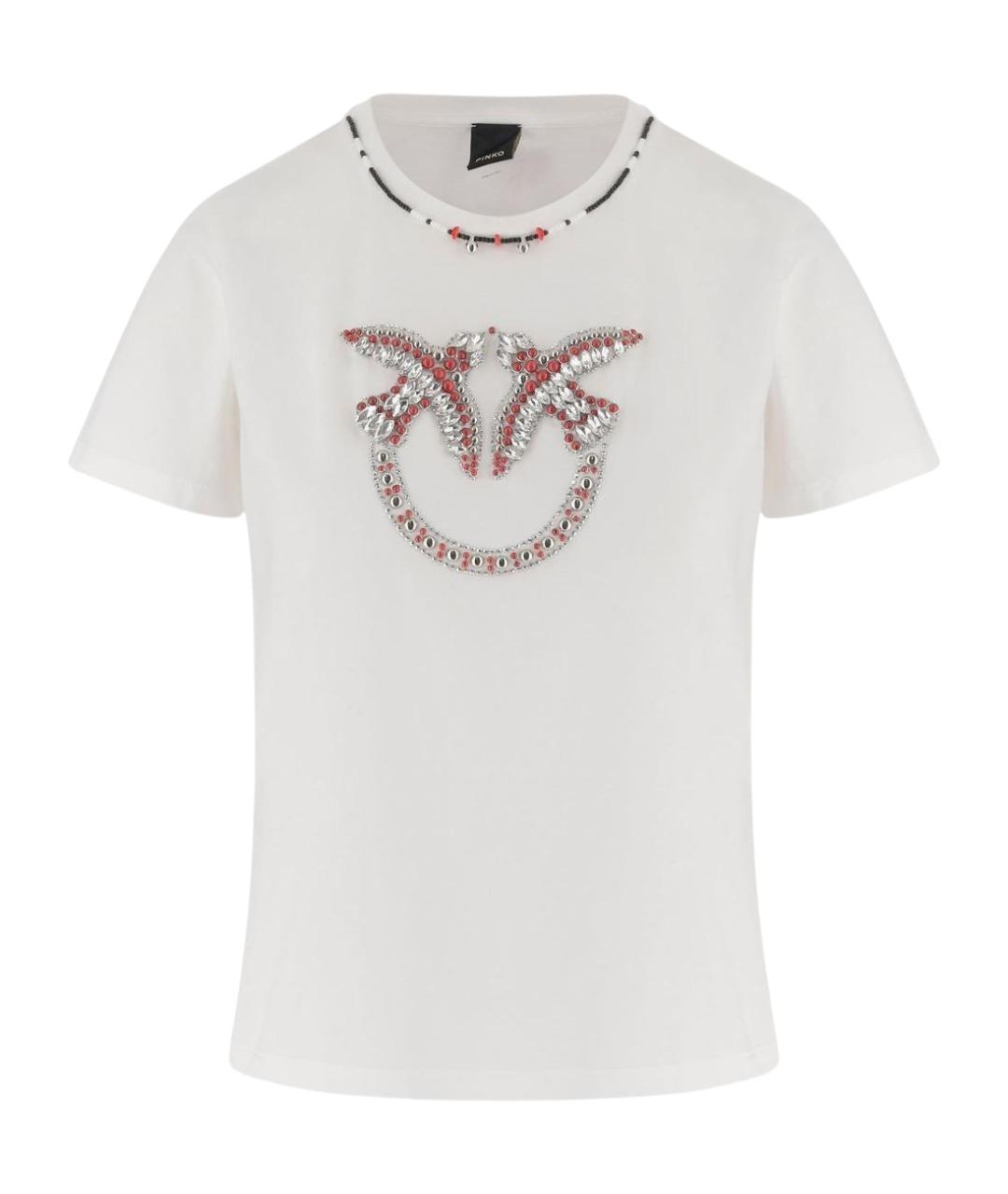 PINKO Белая хлопковая футболка, фото 1