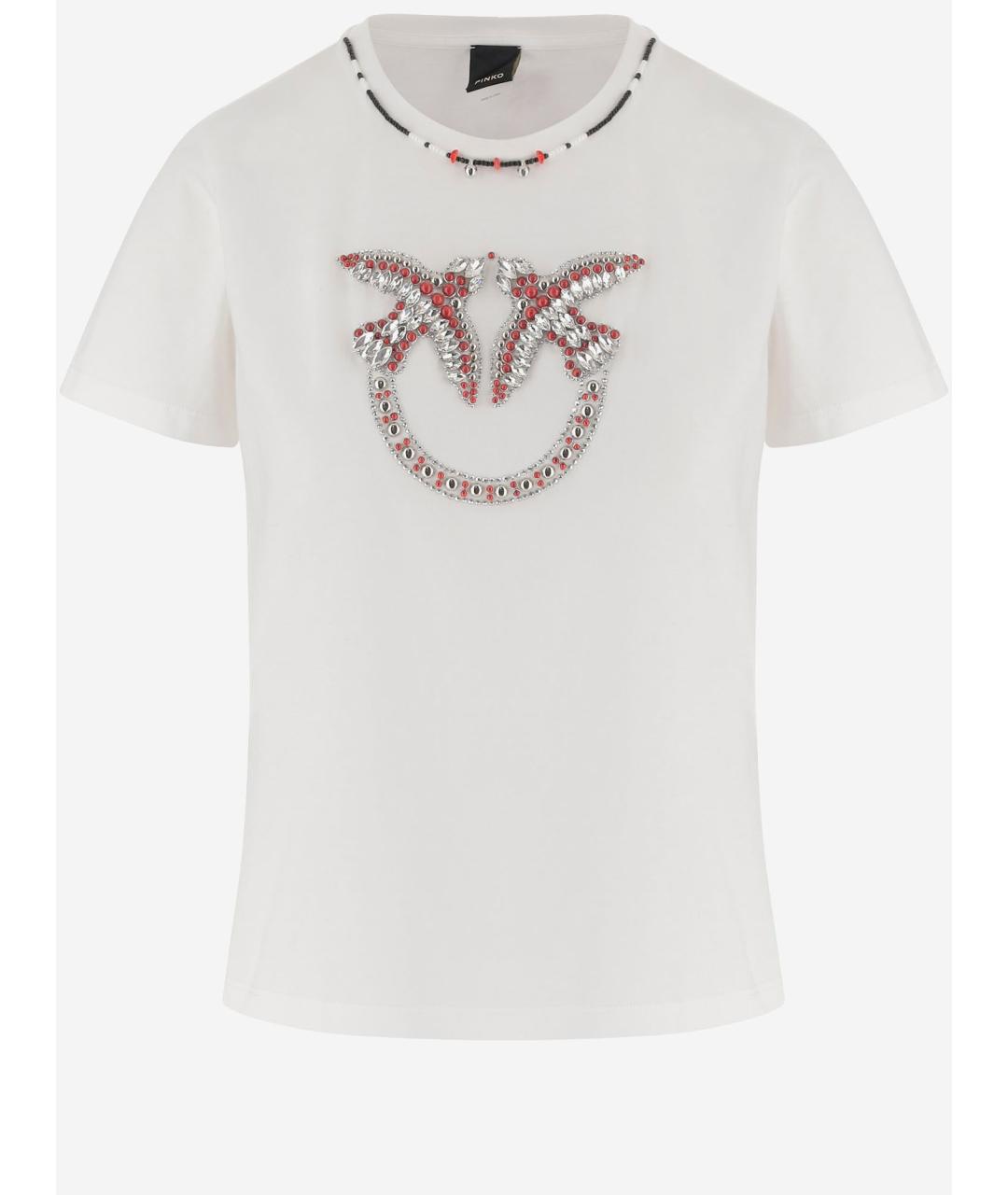 PINKO Белая хлопковая футболка, фото 4