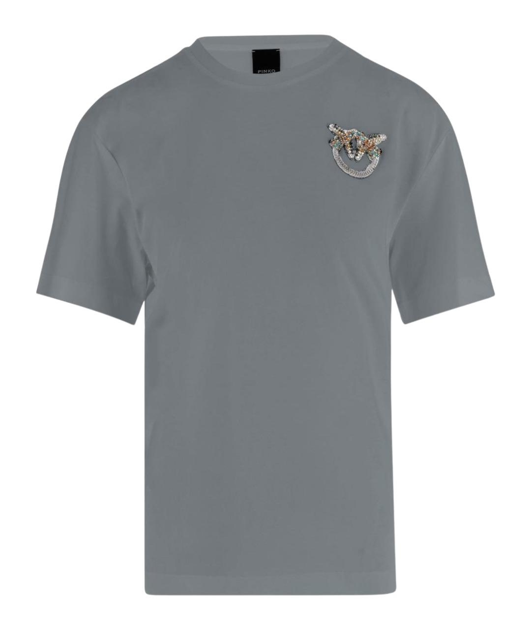 PINKO Серая хлопковая футболка, фото 1