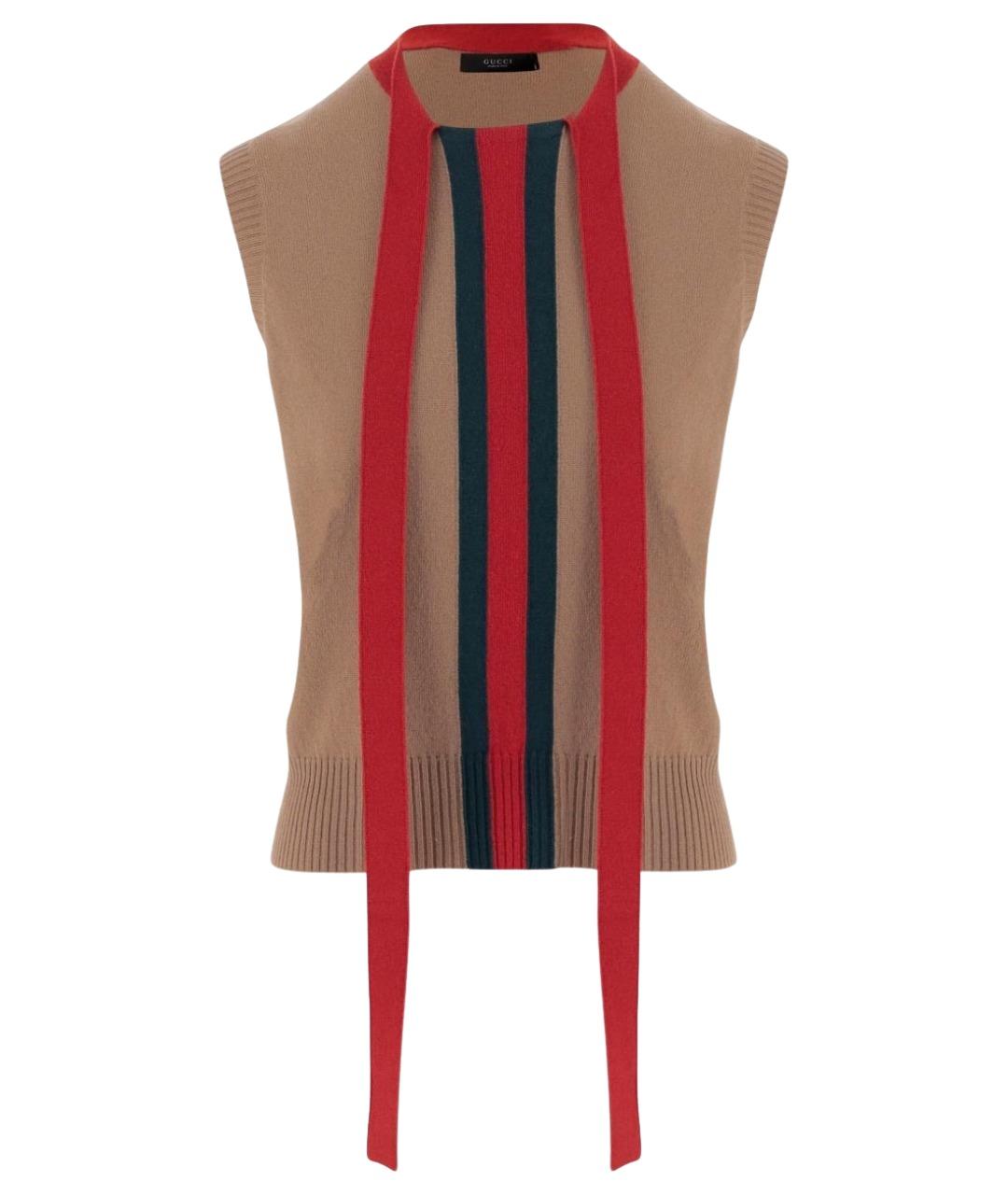 GUCCI Бежевая кашемировая жилетка, фото 1