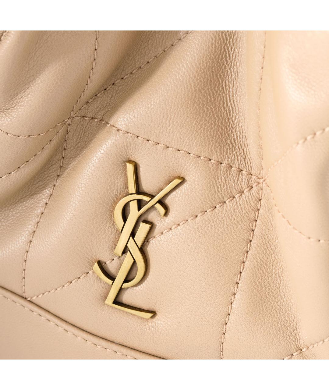 SAINT LAURENT Бежевая кожаная сумка через плечо, фото 4