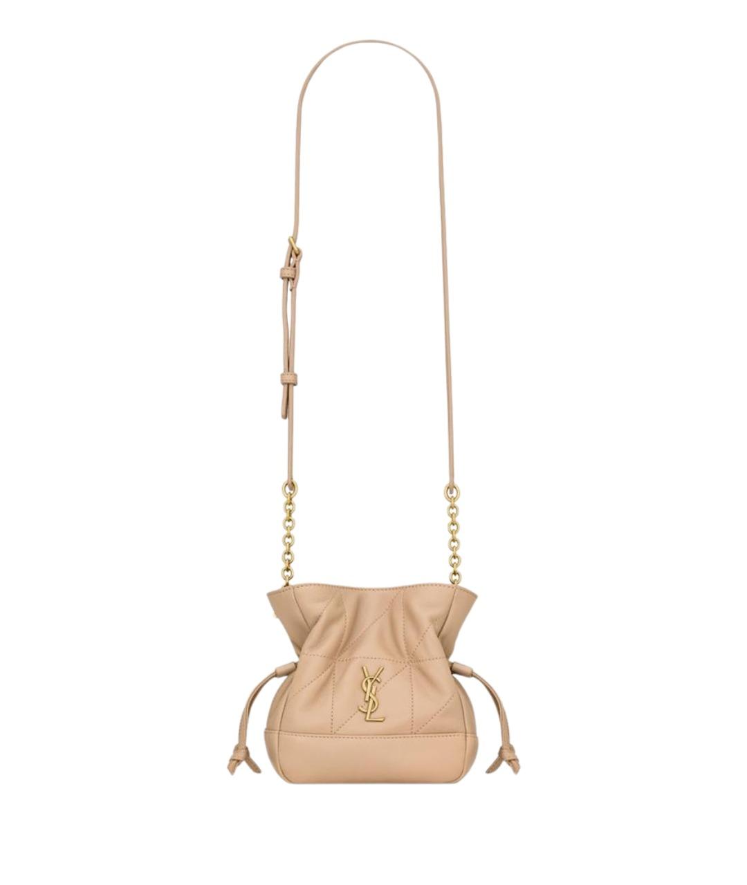 SAINT LAURENT Бежевая кожаная сумка через плечо, фото 1