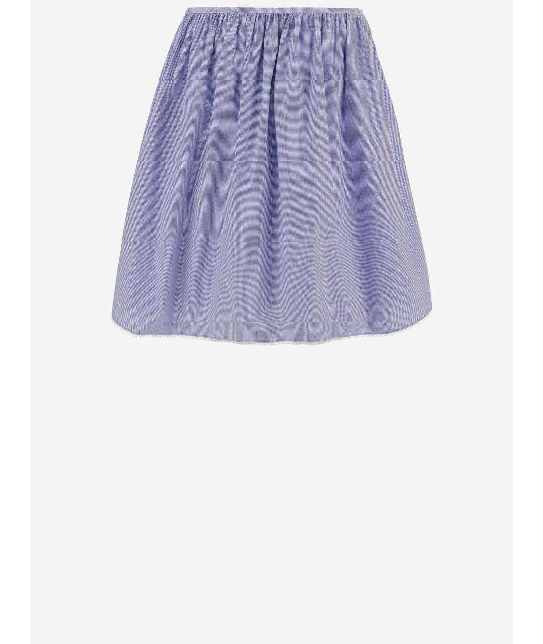 MIU MIU Голубая хлопковая юбка мини, фото 2