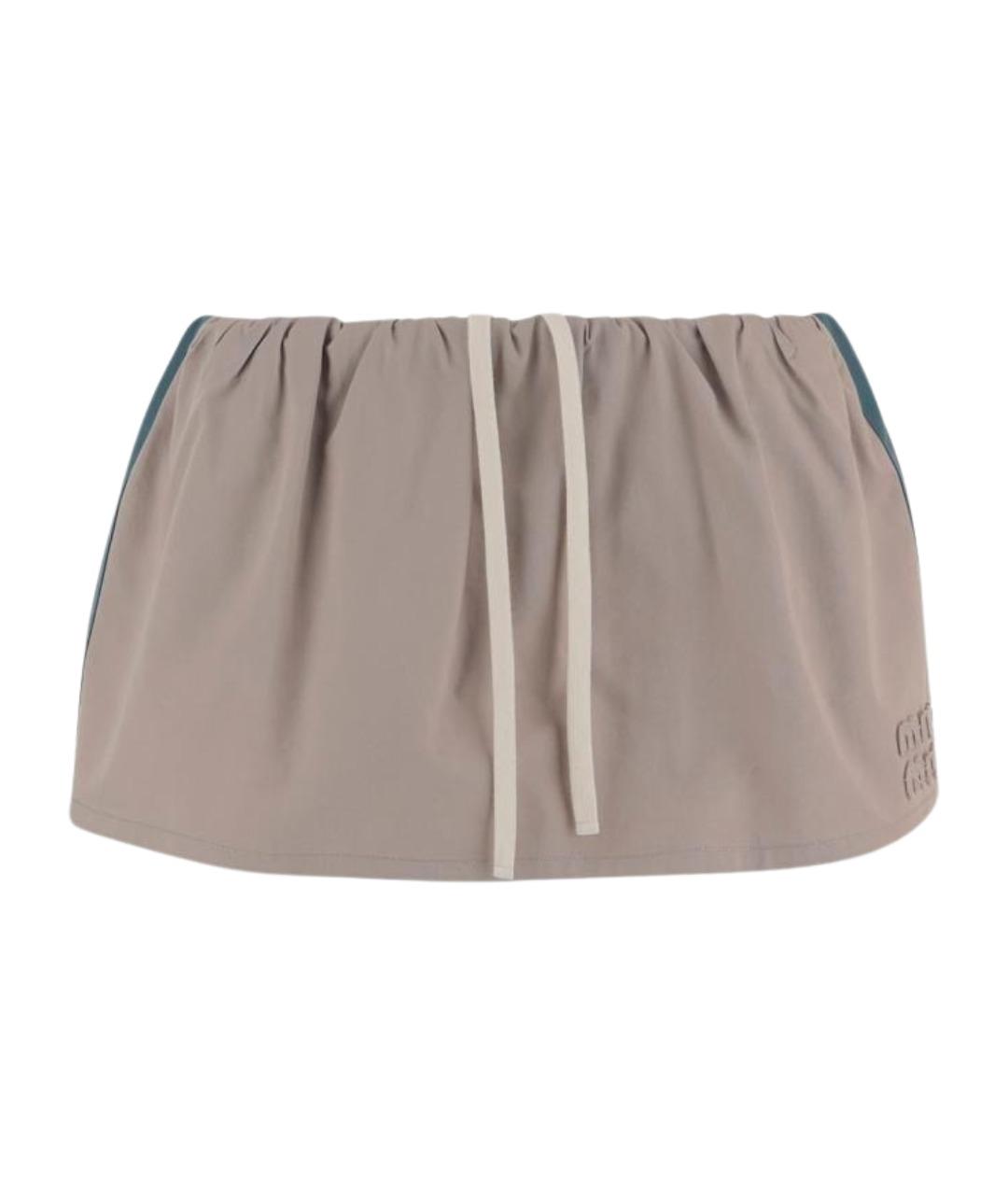 MIU MIU Хаки хлопковая юбка мини, фото 1