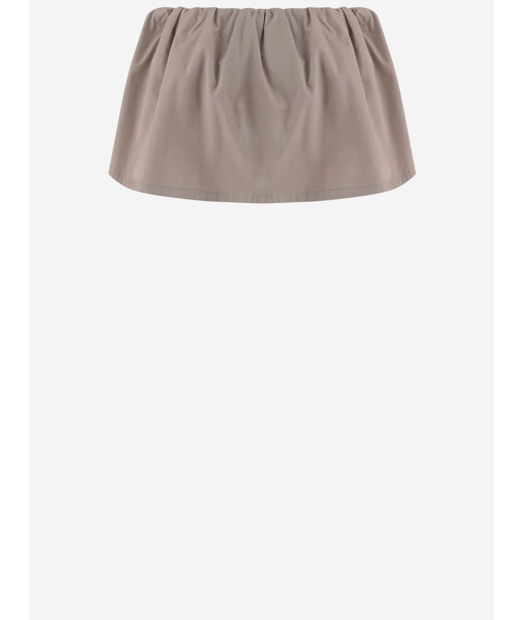 MIU MIU Хаки хлопковая юбка мини, фото 2