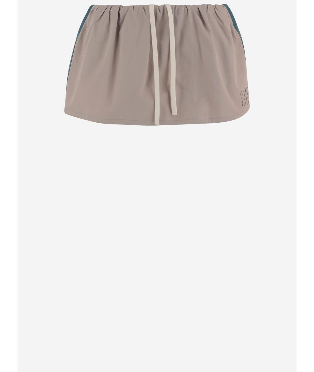 MIU MIU Хаки хлопковая юбка мини, фото 4