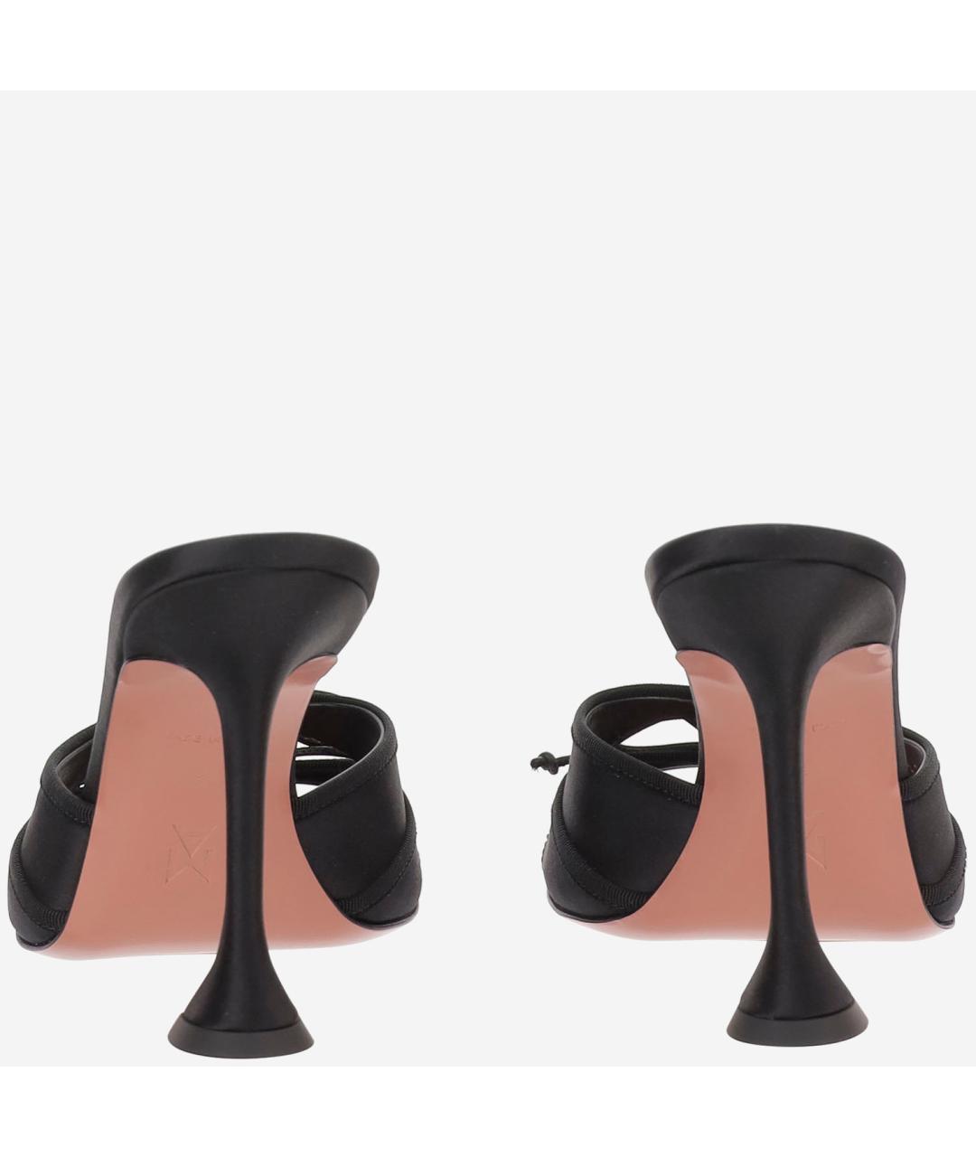 Amina Muaddi Черные текстильные мюли, фото 3