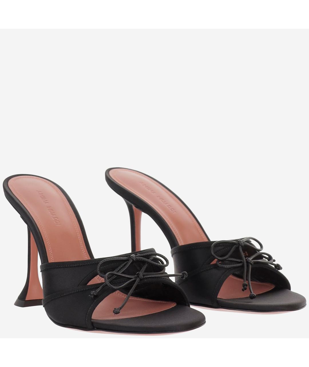 Amina Muaddi Черные текстильные мюли, фото 2