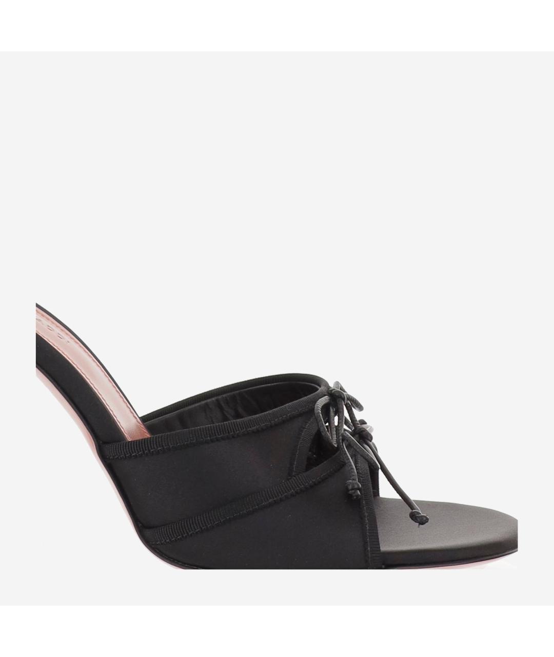 Amina Muaddi Черные текстильные мюли, фото 4