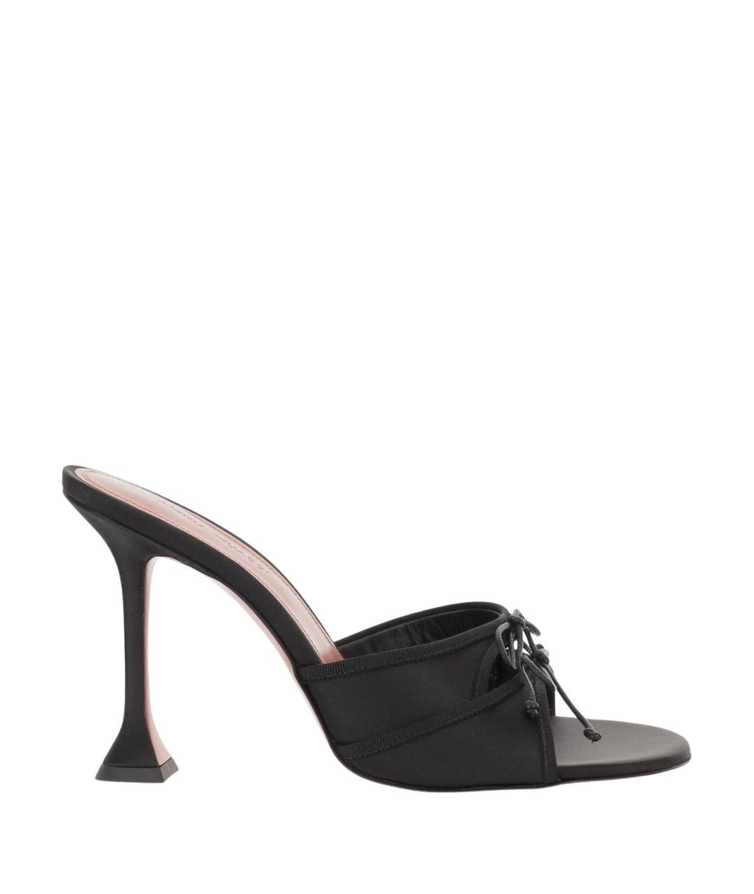 Amina Muaddi Черные текстильные мюли, фото 1