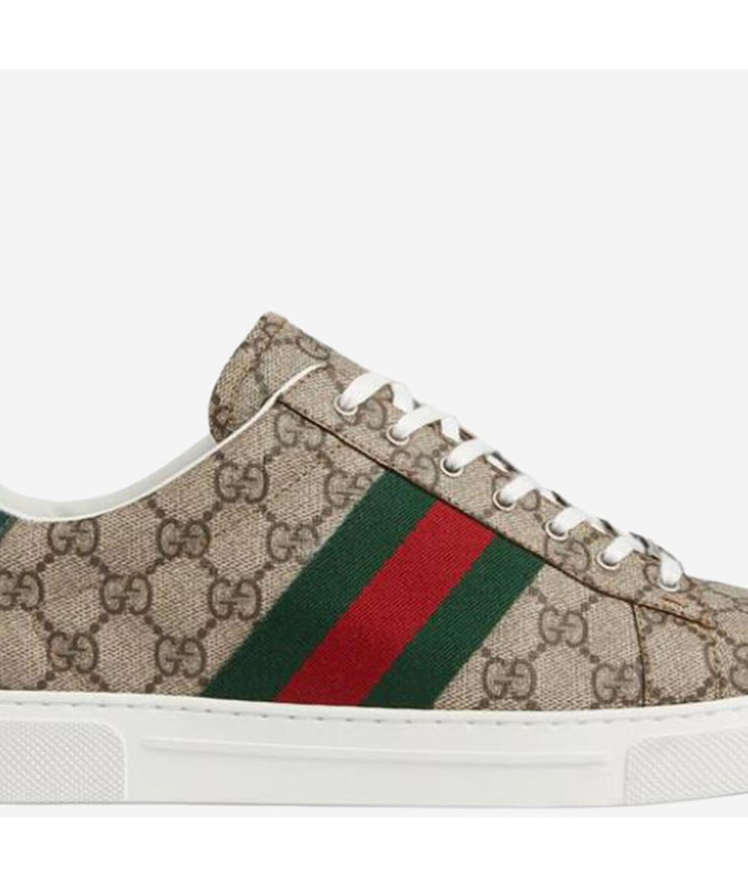 GUCCI Бежевые синтетические низкие кроссовки / кеды, фото 5