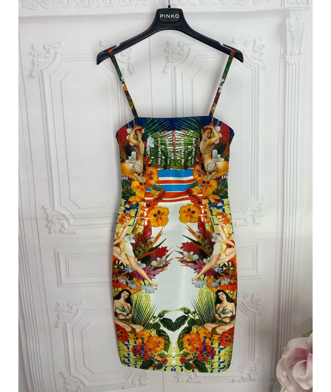 PINKO Мульти полиэстеровое коктейльное платье, фото 5