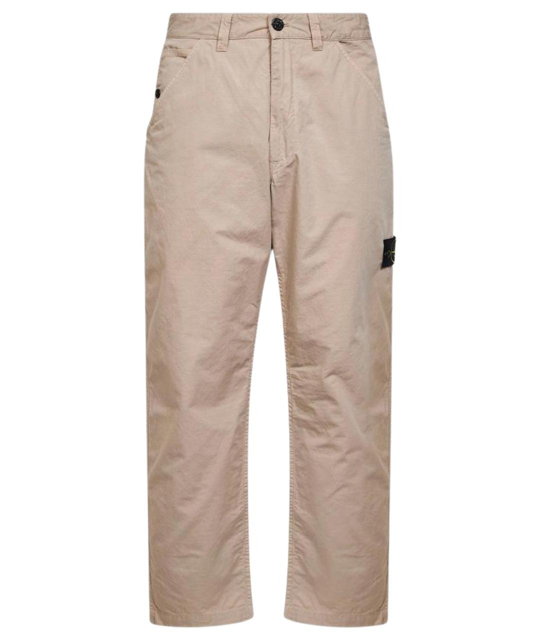 STONE ISLAND Бежевые хлопковые повседневные брюки, фото 1