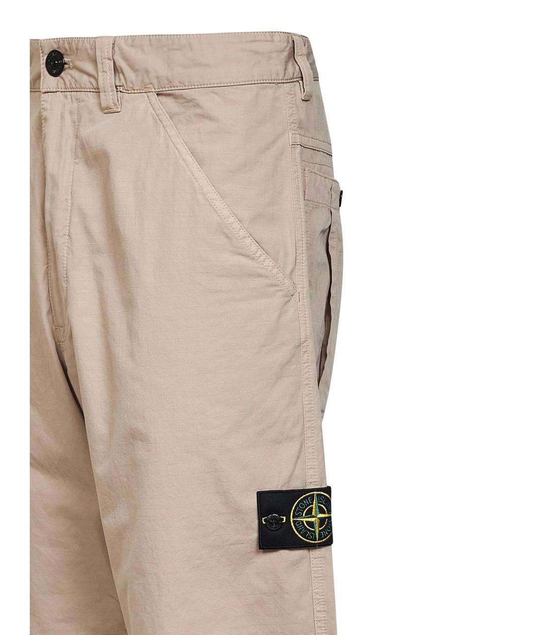 STONE ISLAND Бежевые хлопковые повседневные брюки, фото 3