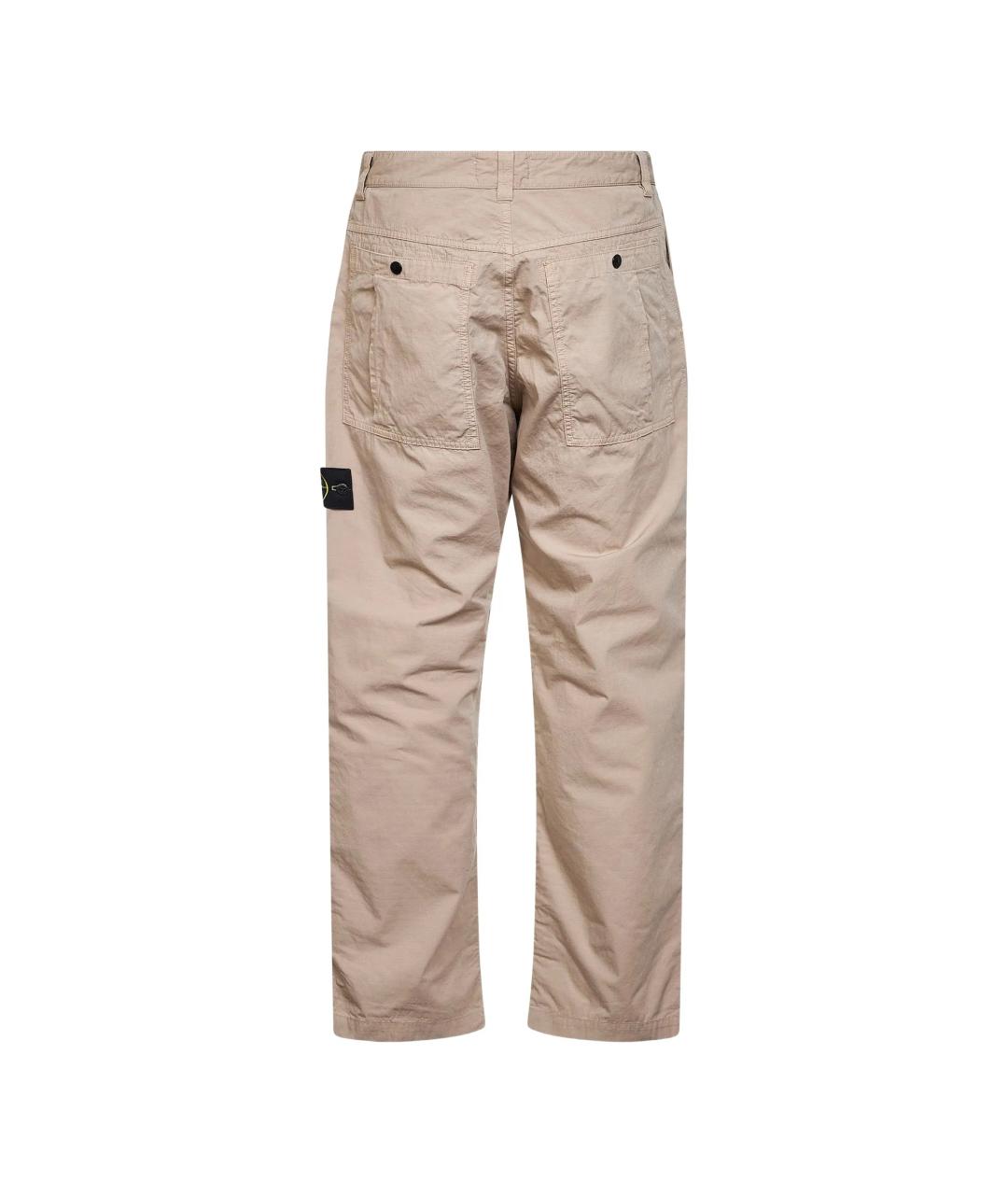 STONE ISLAND Бежевые хлопковые повседневные брюки, фото 2