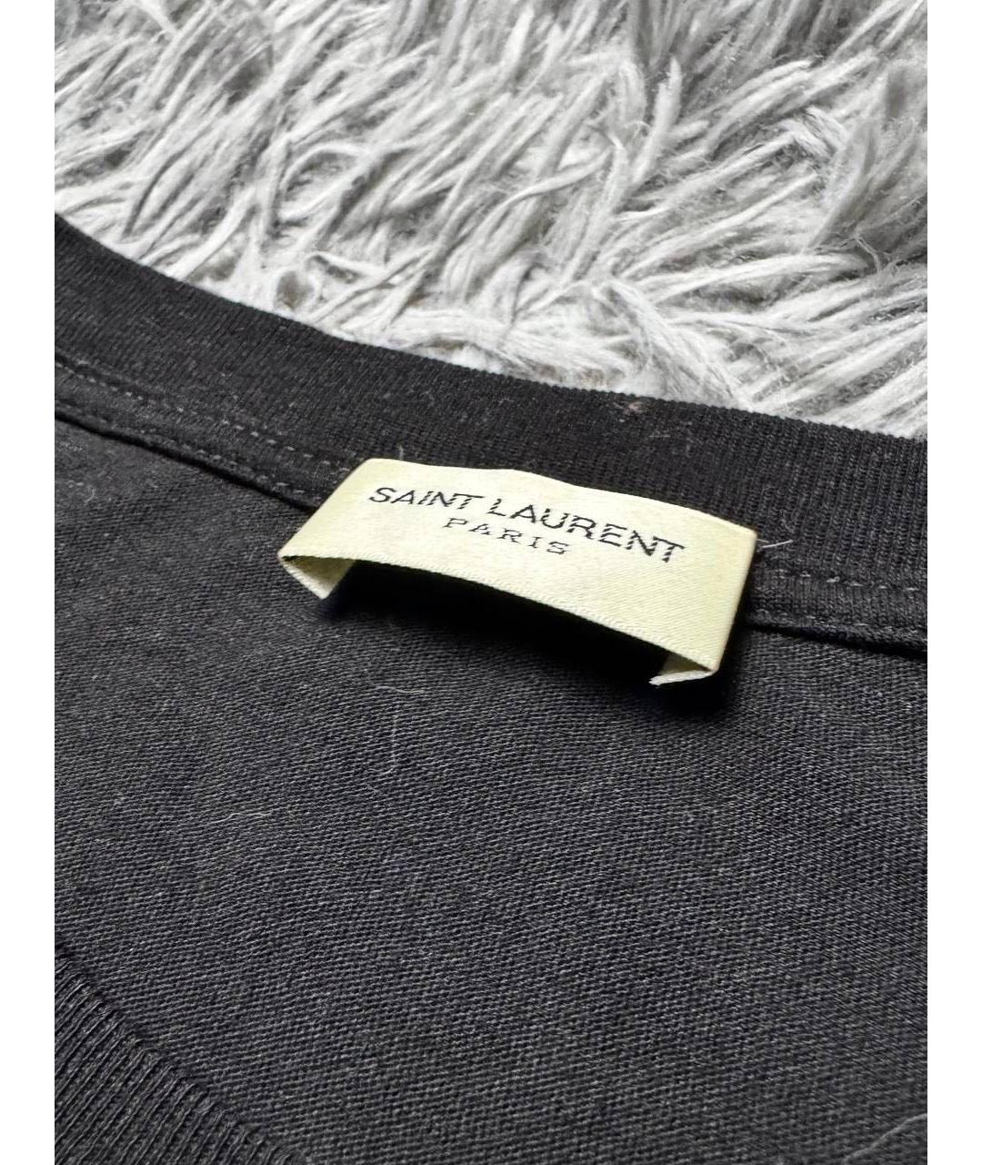 SAINT LAURENT Черная хлопковая футболка, фото 7