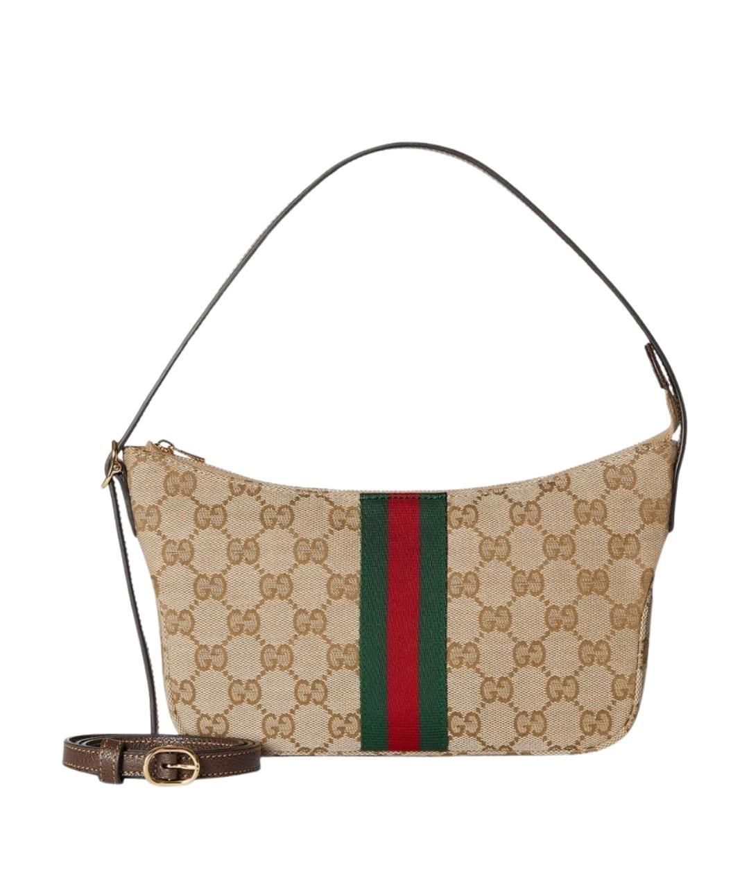 GUCCI Бежевая кожаная сумка на плечо, фото 1