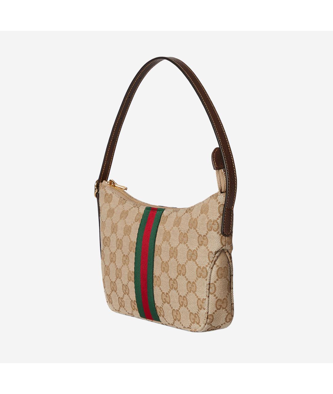 GUCCI Бежевая кожаная сумка на плечо, фото 2
