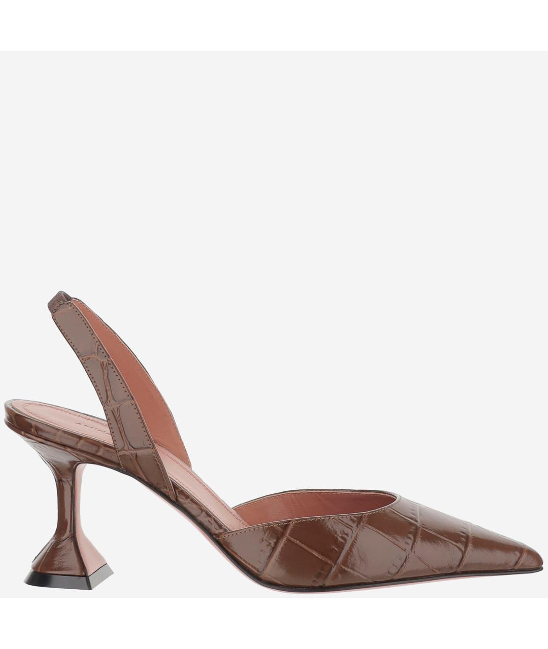 Amina Muaddi Коричневые кожаные туфли, фото 5