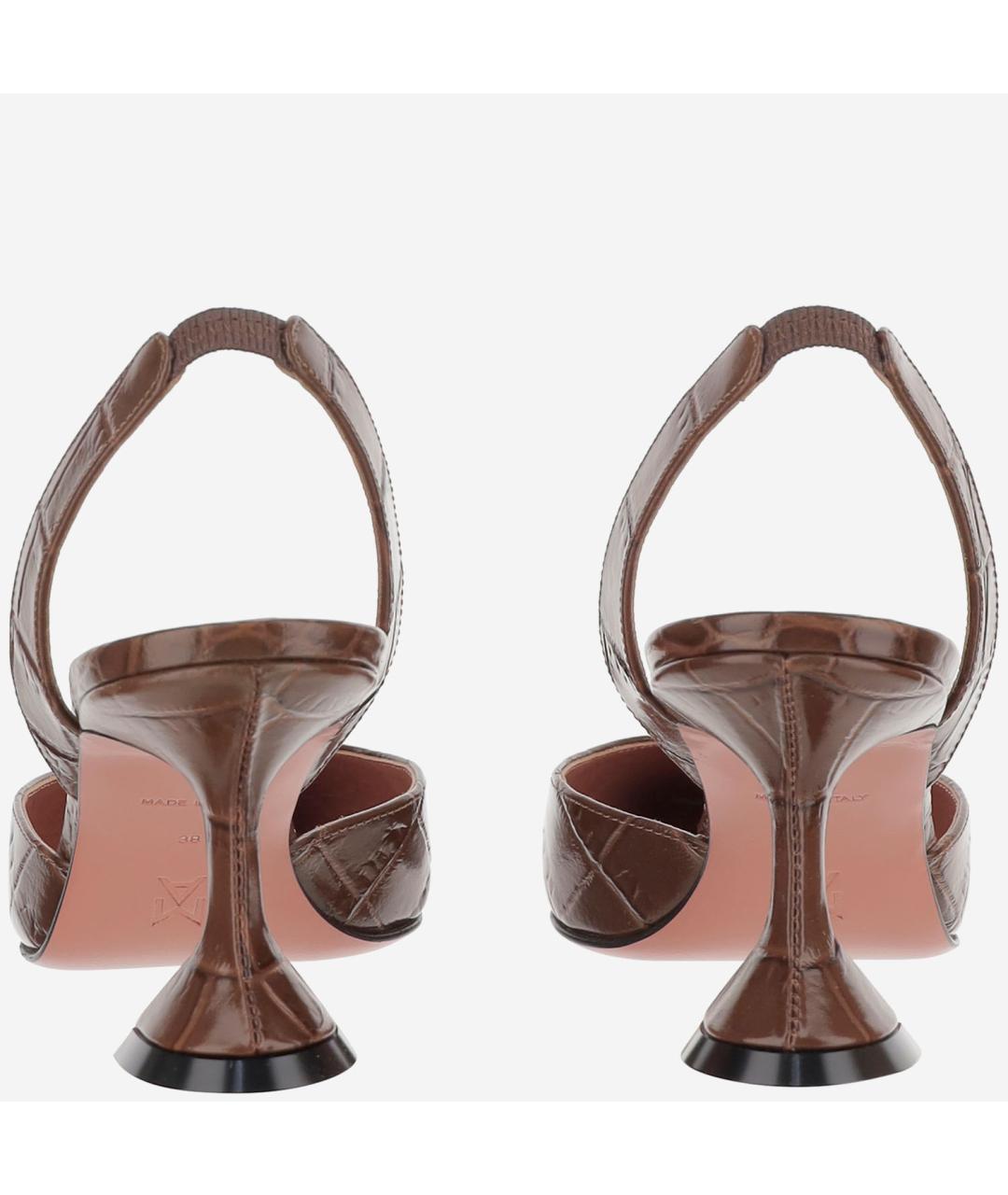 Amina Muaddi Коричневые кожаные туфли, фото 3