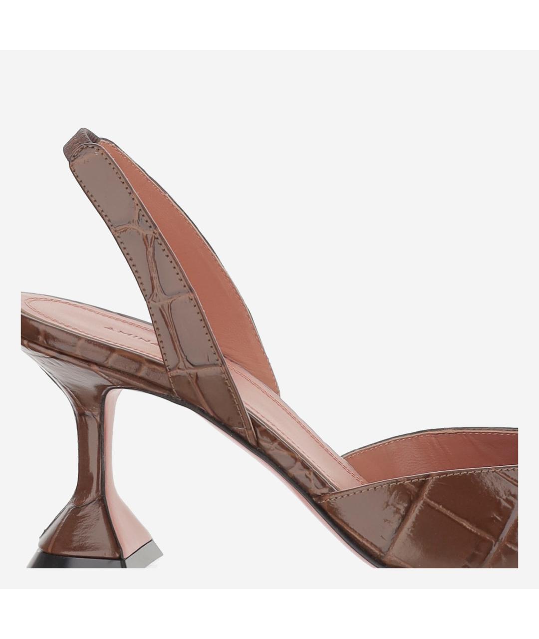 Amina Muaddi Коричневые кожаные туфли, фото 4