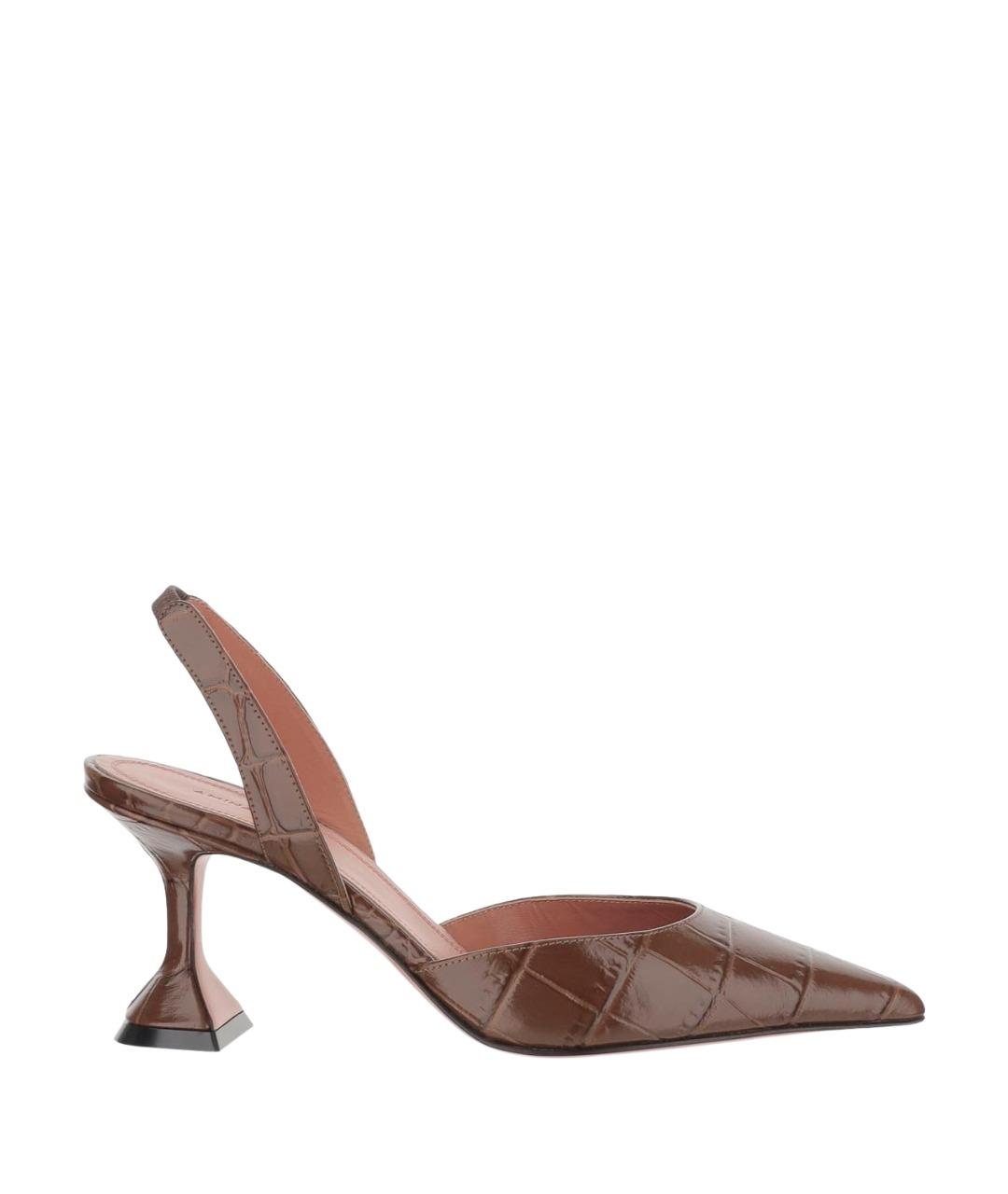 Amina Muaddi Коричневые кожаные туфли, фото 1