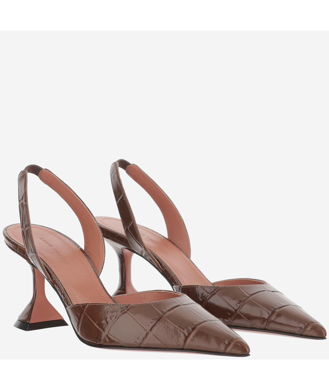Amina Muaddi Коричневые кожаные туфли, фото 2