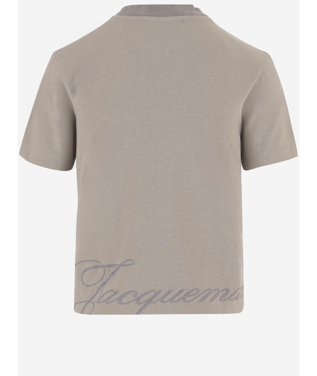 JACQUEMUS Серая хлопковая футболка, фото 2
