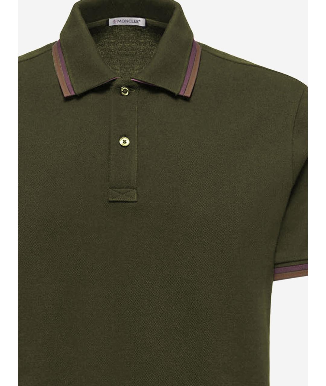 MONCLER Зеленые хлопковое поло с коротким рукавом, фото 3