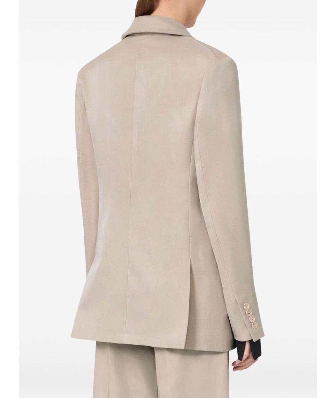 MAX MARA Бежевый шелковый жакет/пиджак, фото 2