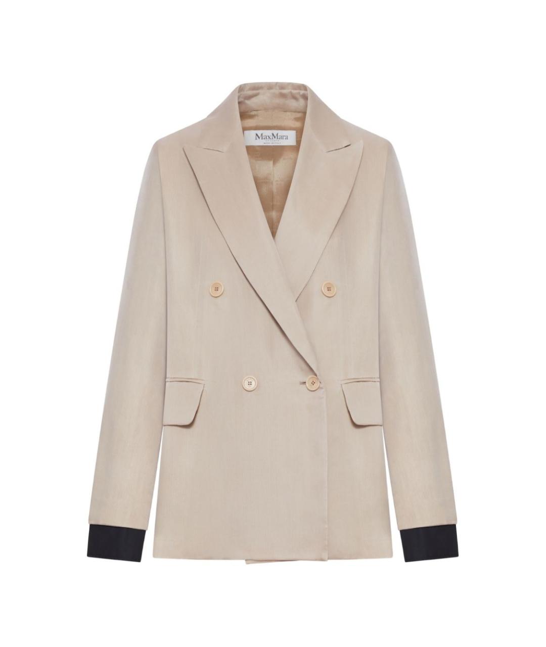 MAX MARA Бежевый шелковый жакет/пиджак, фото 1