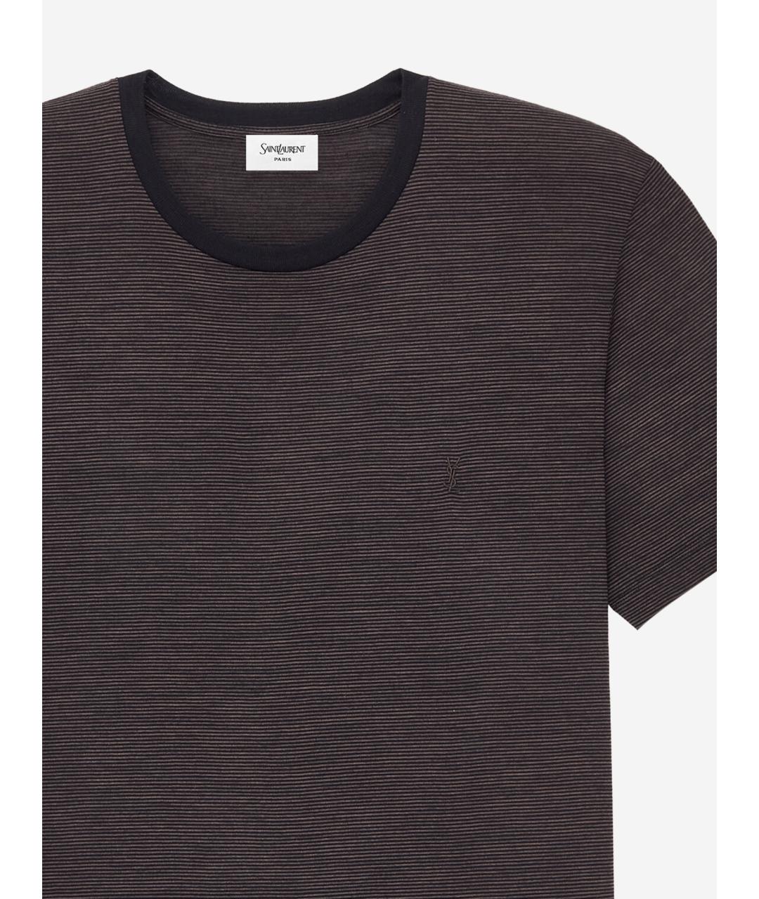 SAINT LAURENT Коричневая хлопко-шерстяная футболка, фото 3