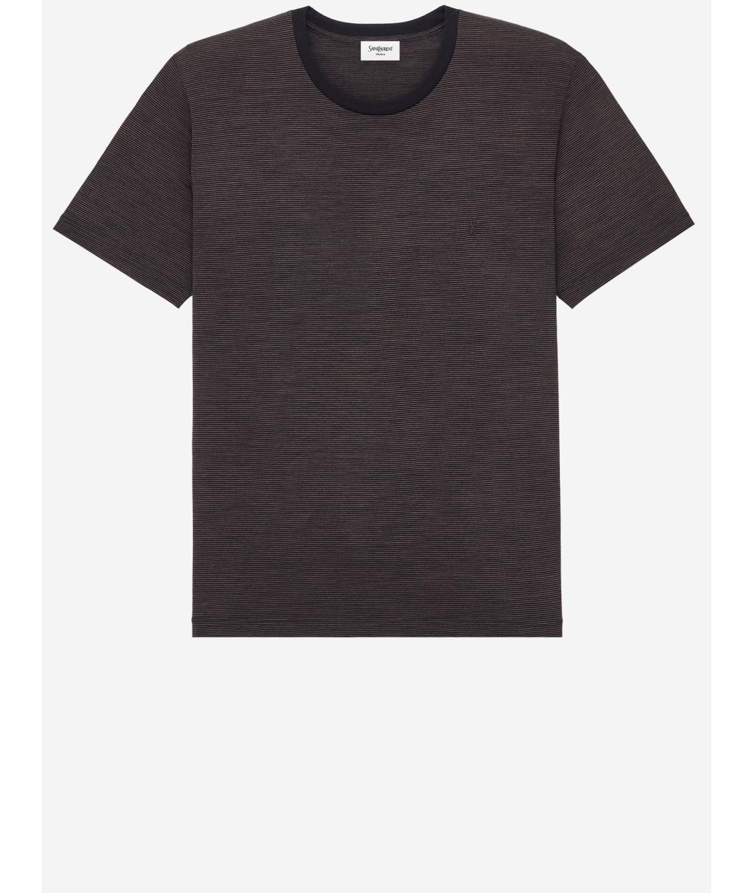 SAINT LAURENT Коричневая хлопко-шерстяная футболка, фото 4