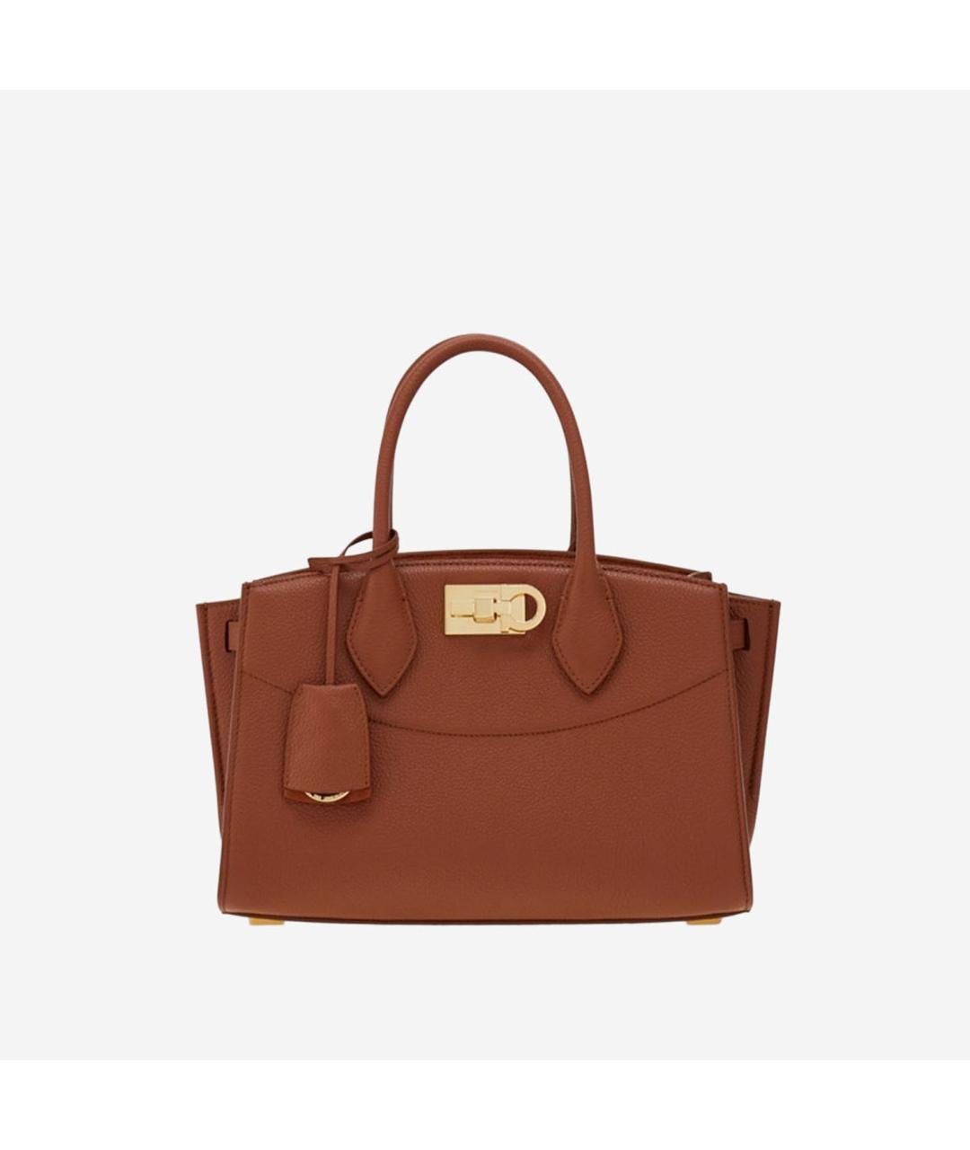 FERRAGAMO Коричневая кожаная сумка тоут, фото 5