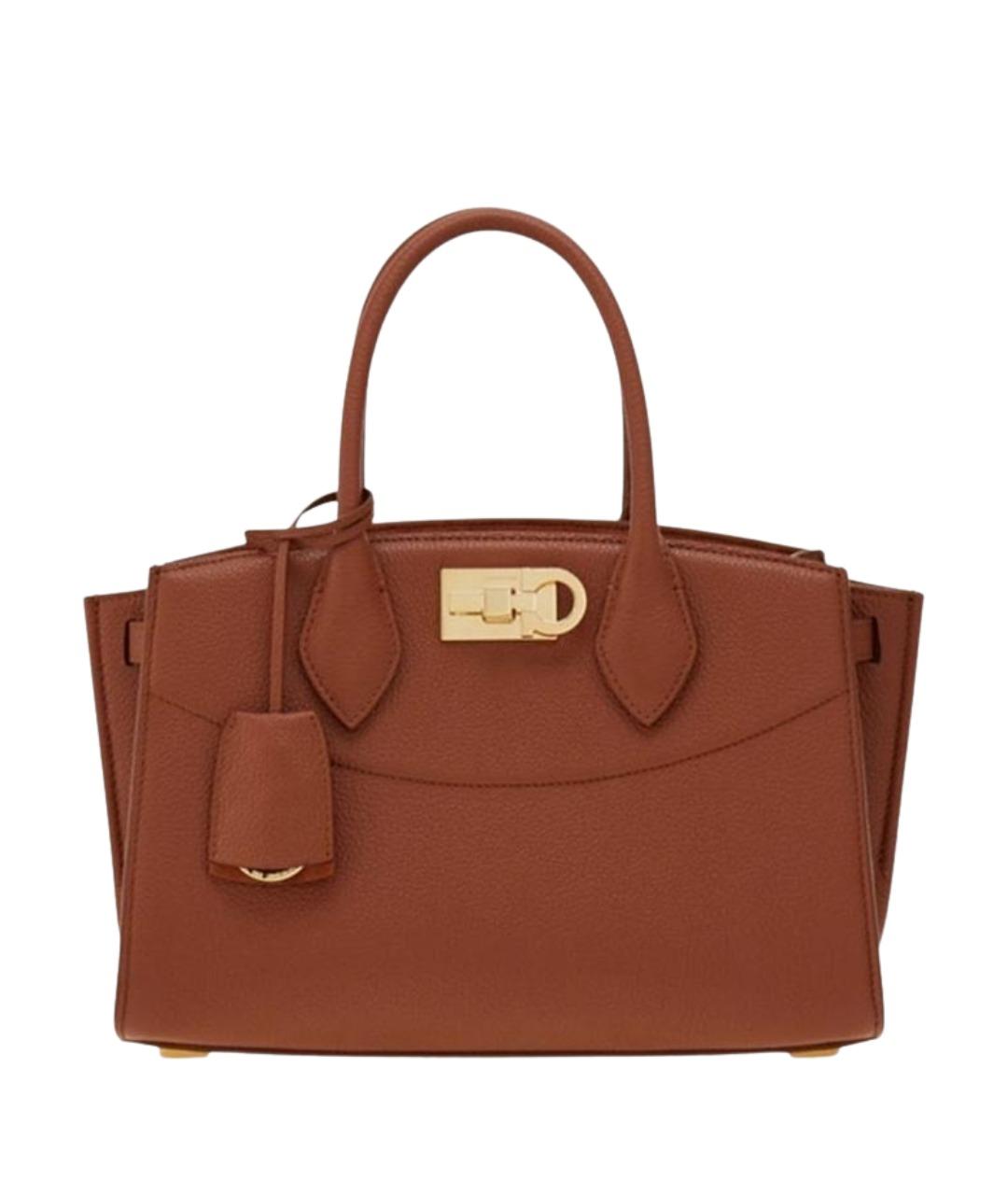 FERRAGAMO Коричневая кожаная сумка тоут, фото 1