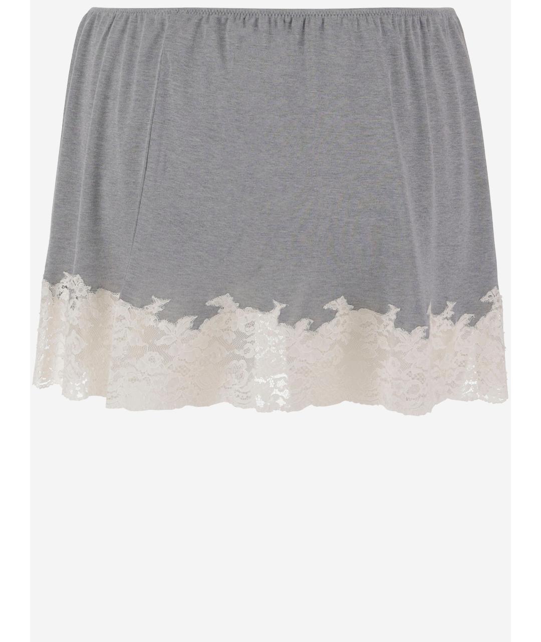 MIU MIU Серая шелковая юбка мини, фото 2