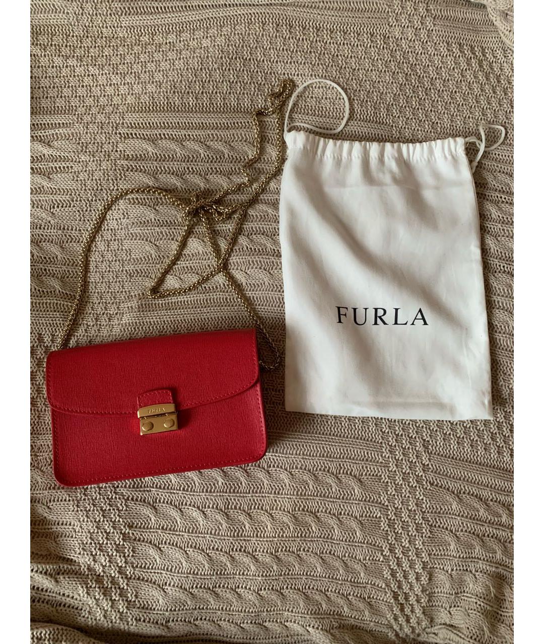 FURLA Красная кожаная сумка через плечо, фото 2