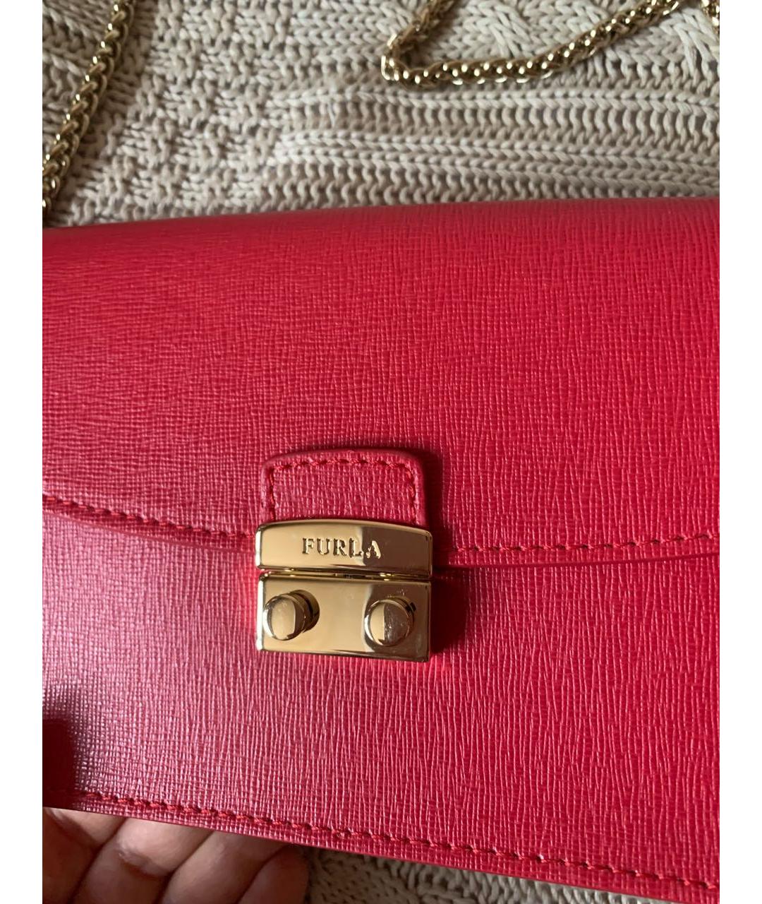 FURLA Красная кожаная сумка через плечо, фото 3