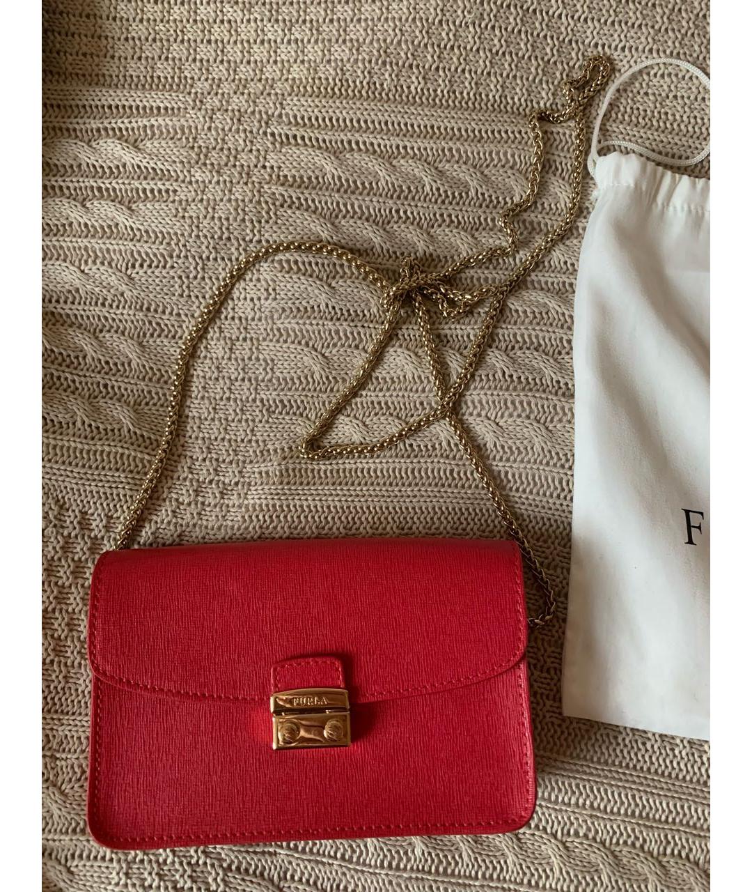 FURLA Красная кожаная сумка через плечо, фото 9