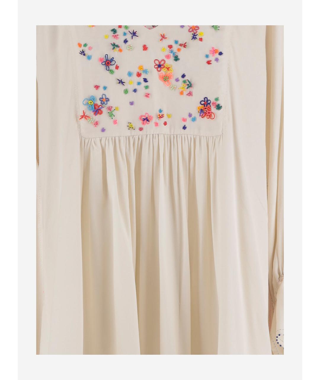 PERO Бежевое шелковое повседневное платье, фото 3