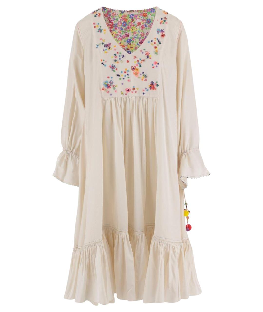 PERO Бежевое шелковое повседневное платье, фото 1