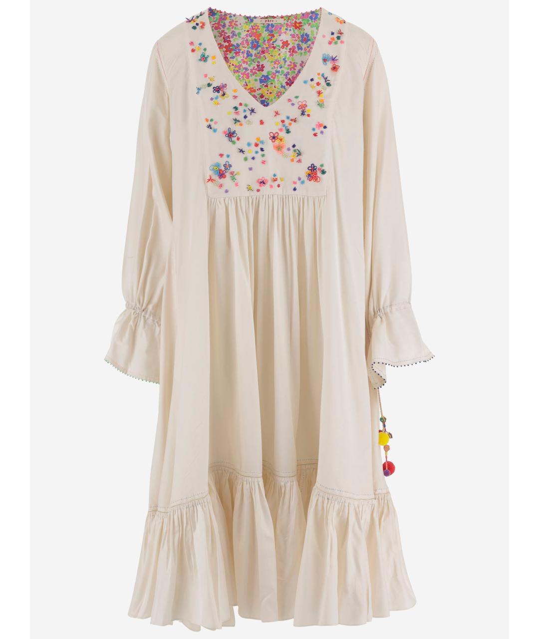 PERO Бежевое шелковое повседневное платье, фото 4