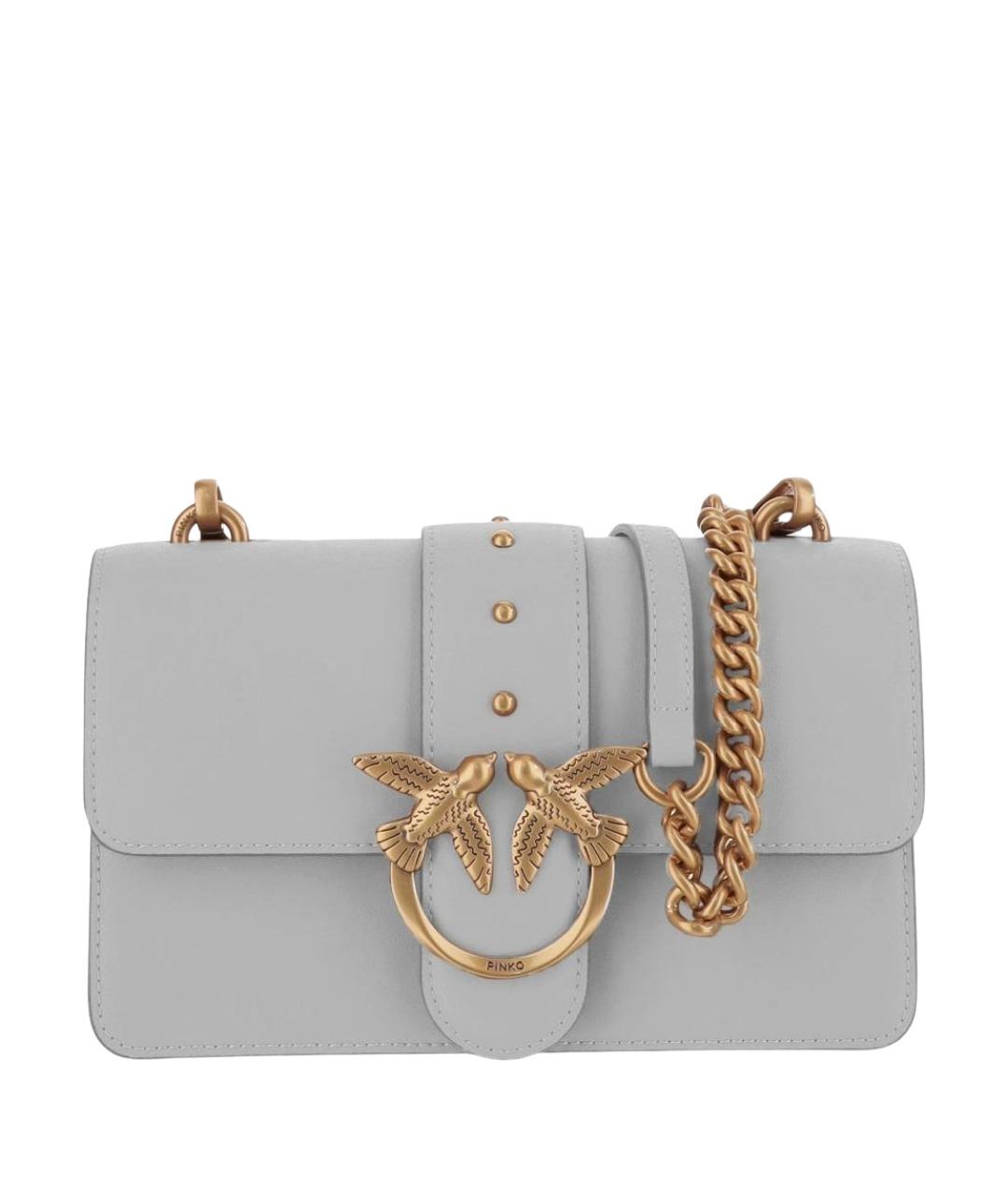 PINKO Серая кожаная сумка через плечо, фото 1