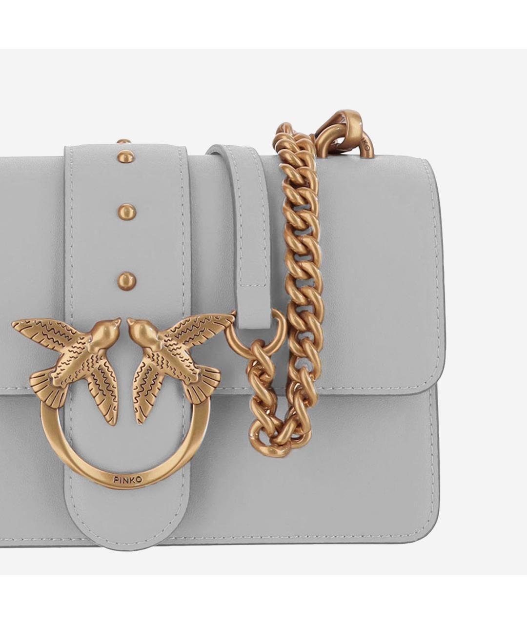 PINKO Серая кожаная сумка через плечо, фото 4